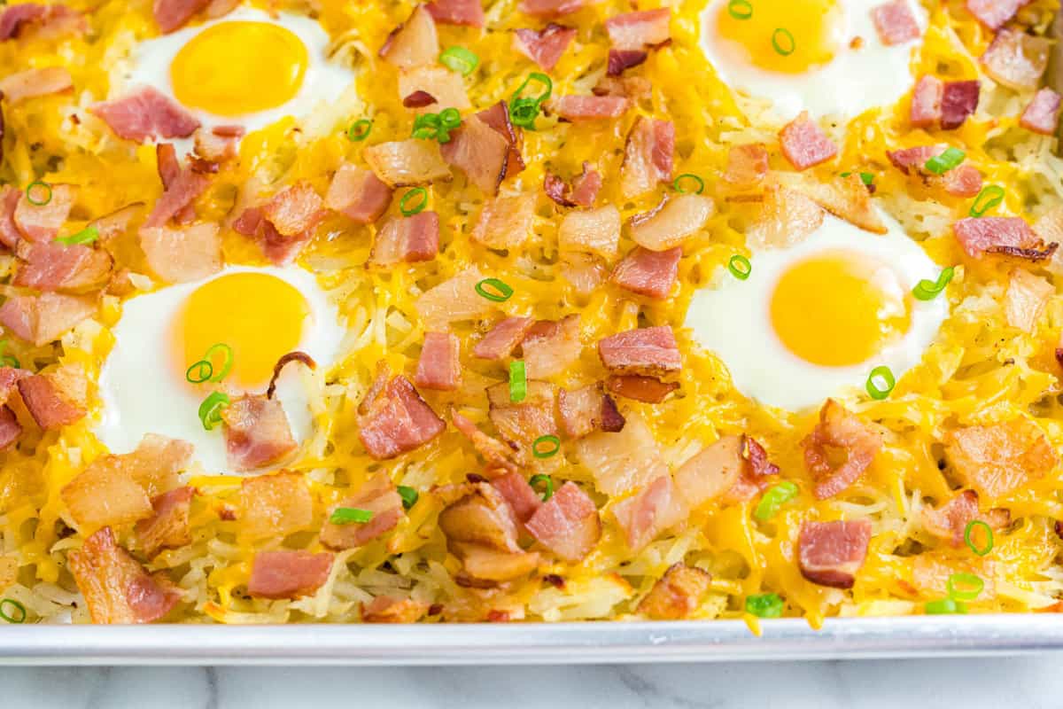 Sheet Pan Breakfast Recipe Topped with Green Onion
