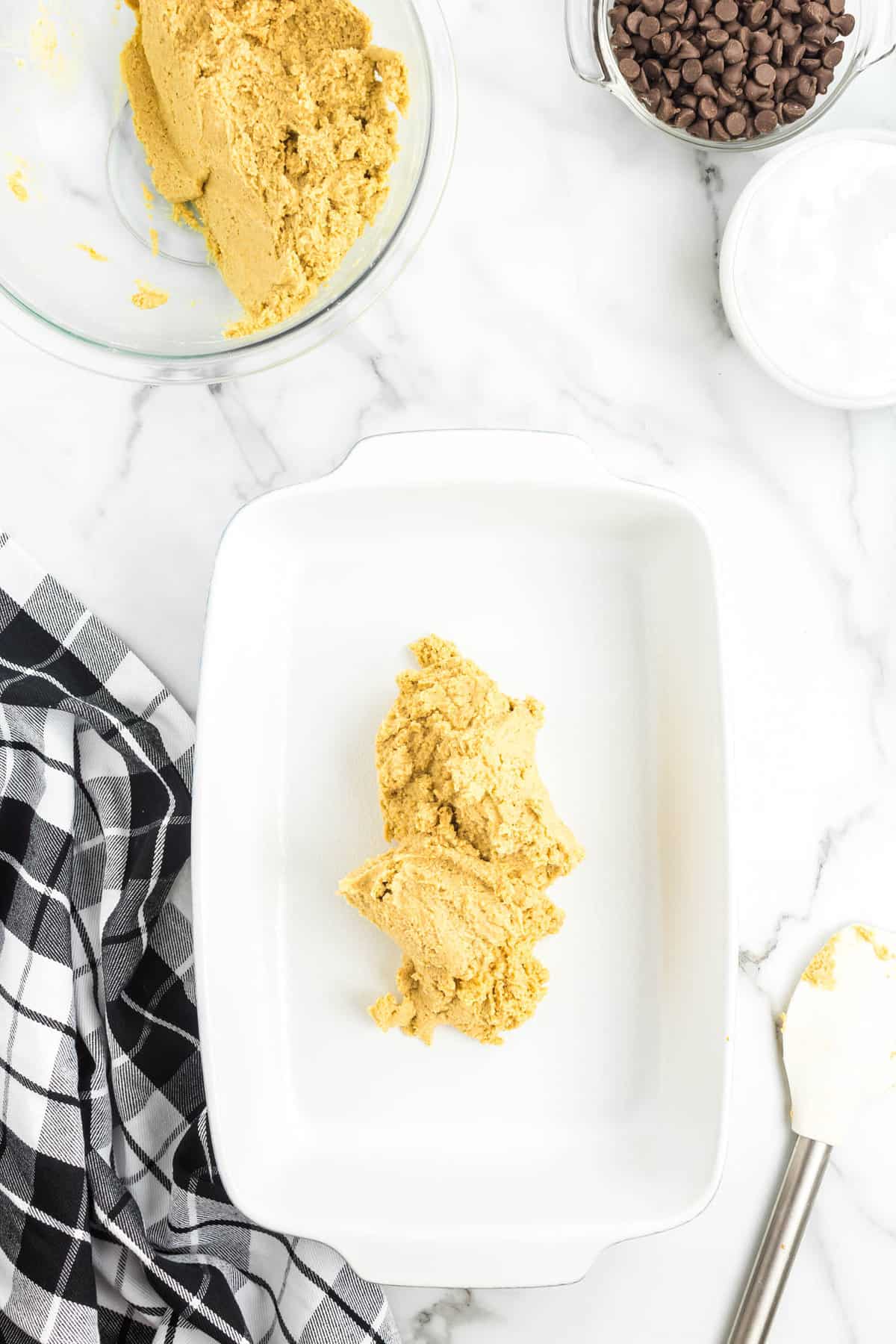 S'mores Bars Dough in Baking Pan