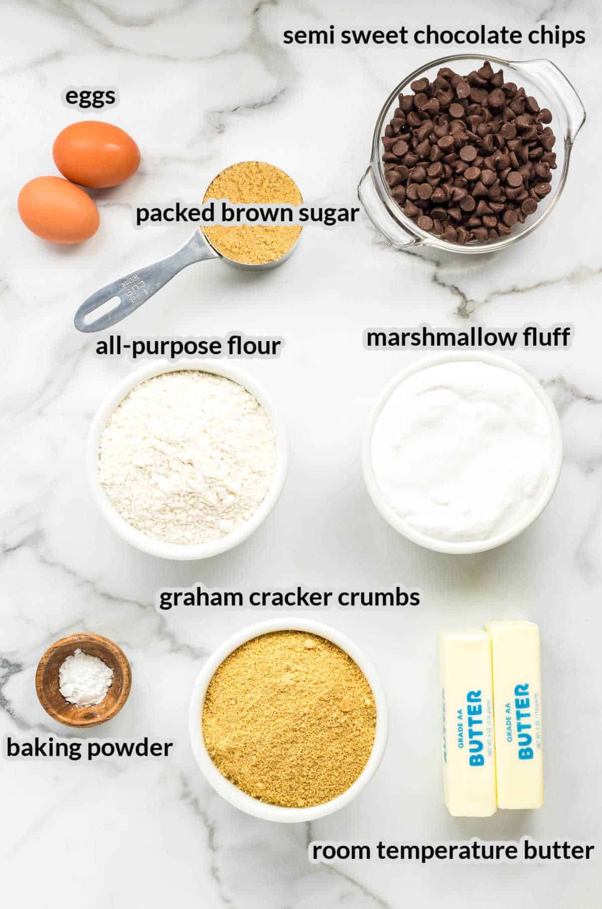 Overhead Image of S'mores Bars Ingredients