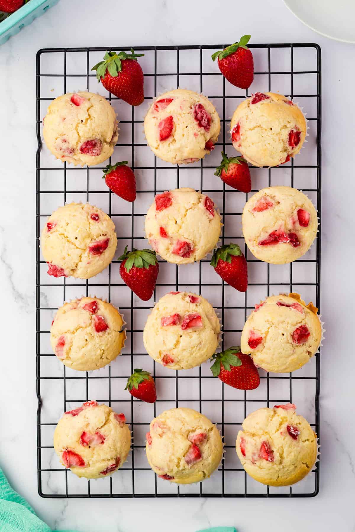 Strawberry Muffins Coolling on Cooling Rack