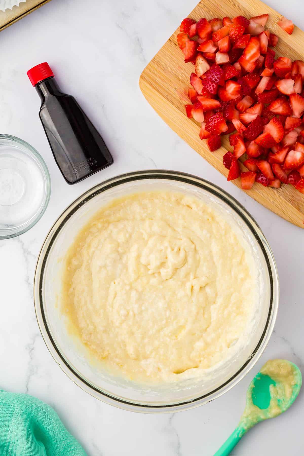 Mixed Muffin Batter for Strawberry Muffins