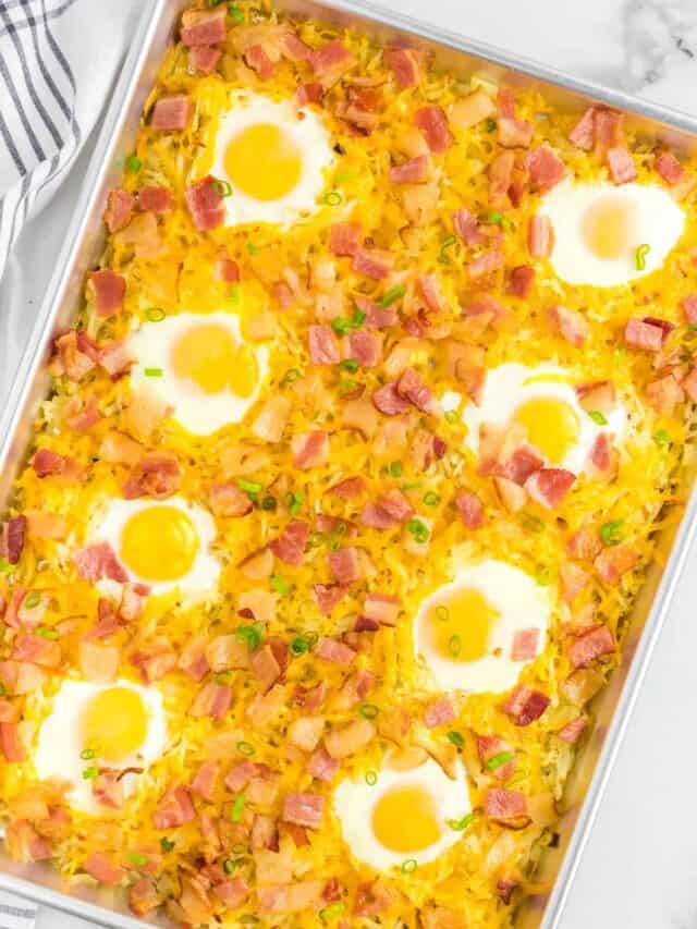 Cheesy Bacon Egg Hash Brown Skillet - Julie's Eats & Treats ®