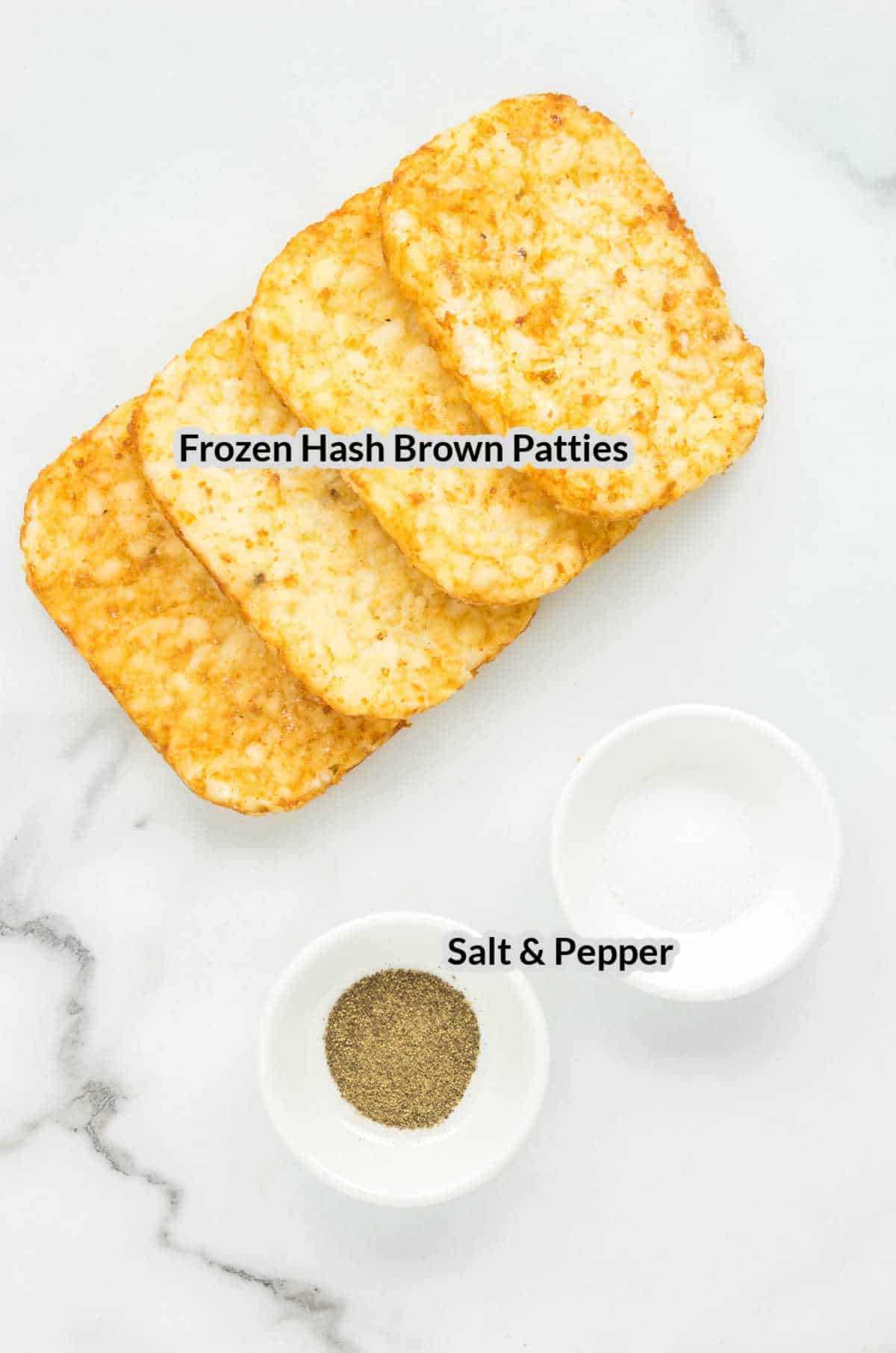 Overhead Image of Air Fryer Hash Brown Patties Ingredients