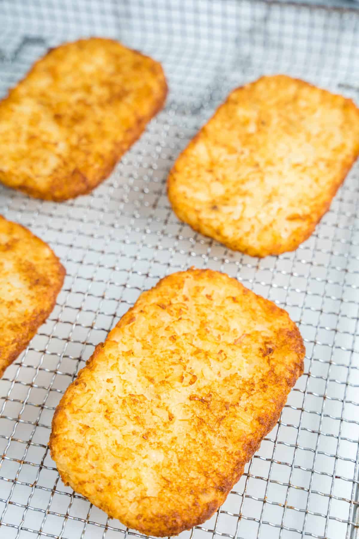 Hash Browns in Air Fryer on Cooling Rack