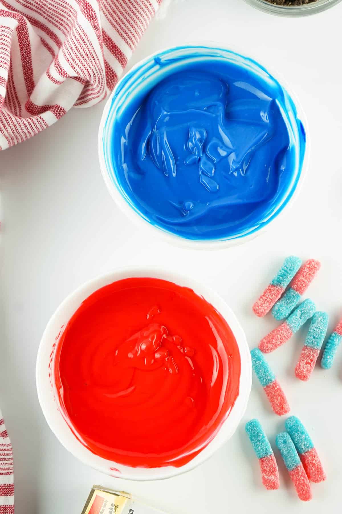 Red and Blue Cheesecake Pudding.