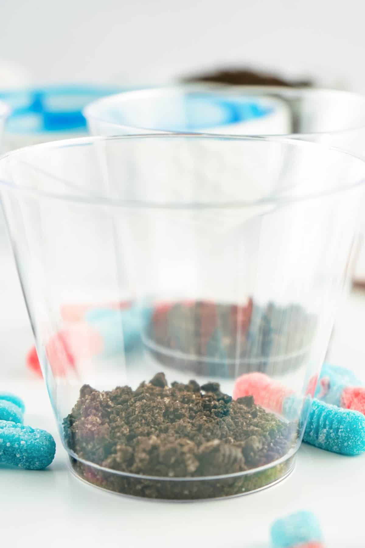 Layer Crushed oreos at the bottom of the cup.