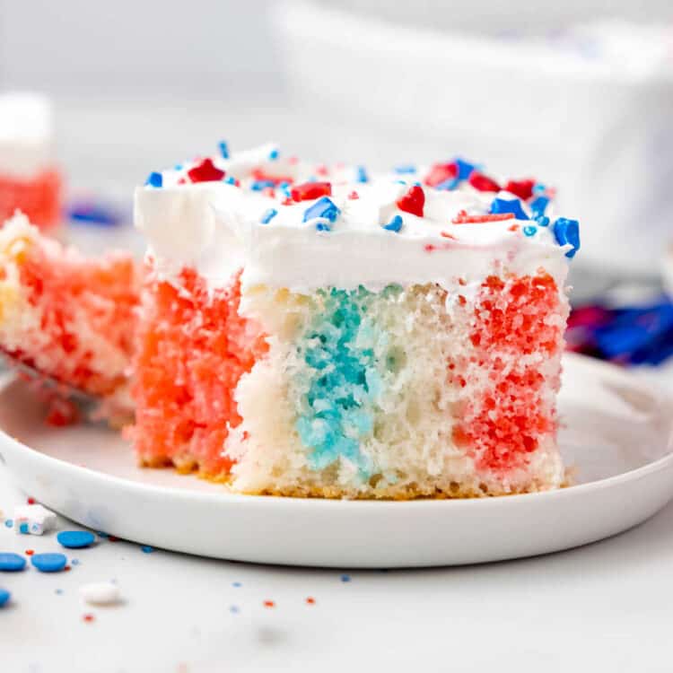 Red White and Blue Poke Cake Square