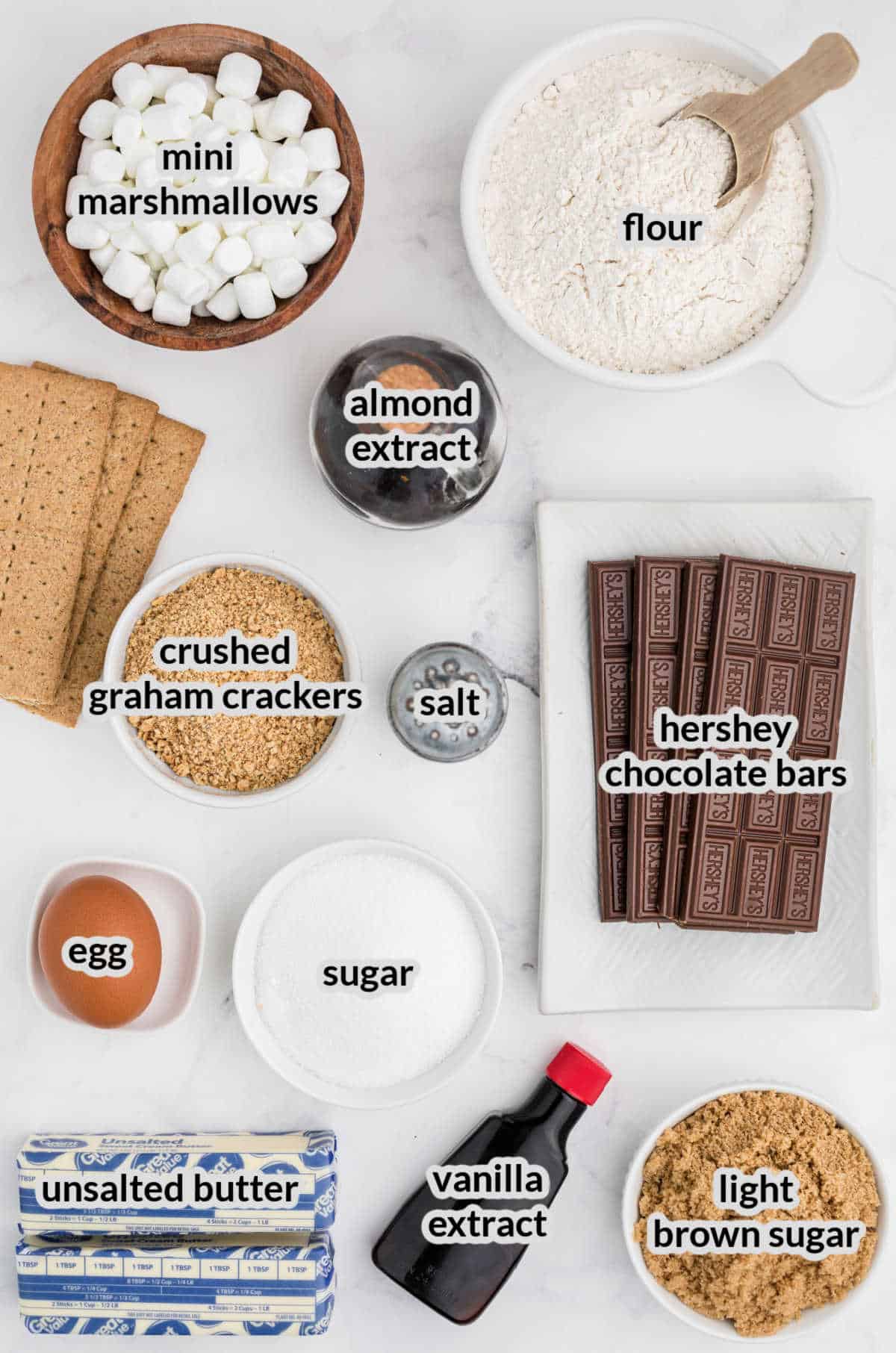 Overhead image of the S'mores Thumbprint Cookies Ingredients