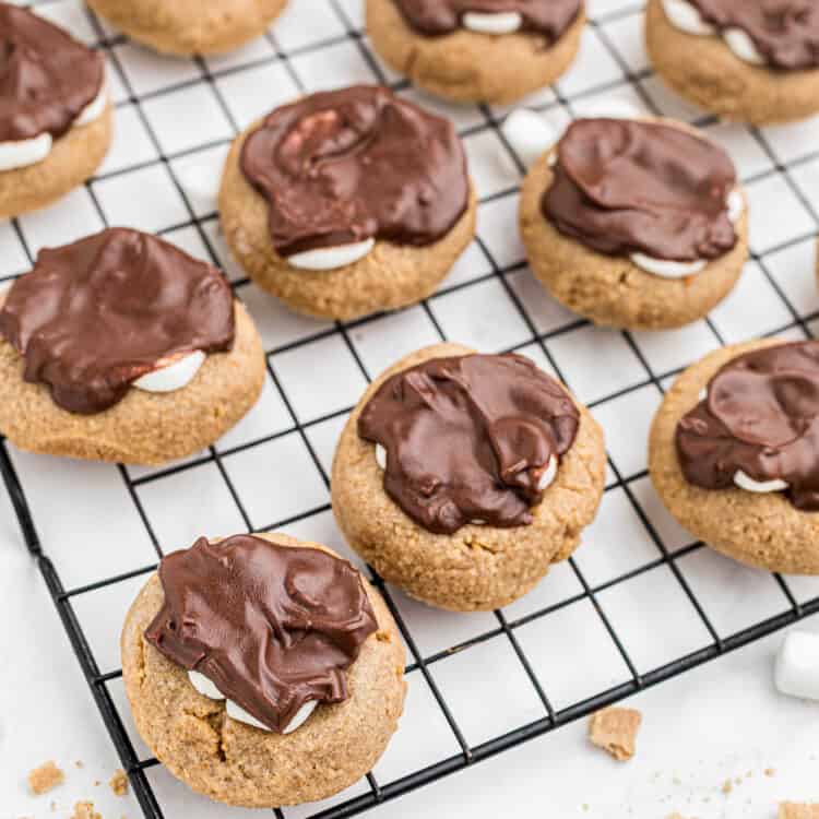 S'mores Thumbprint Cookies Square Image