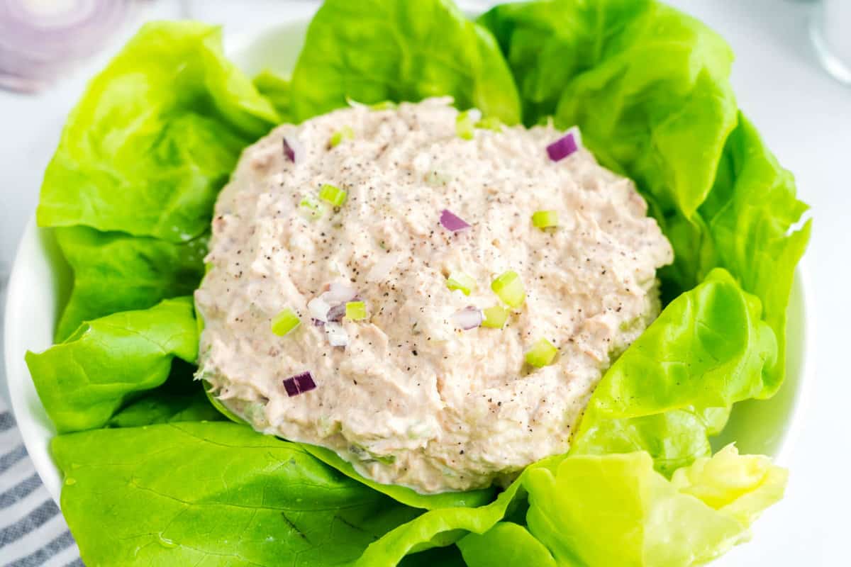 Lettuce bowl with tuna salad in it