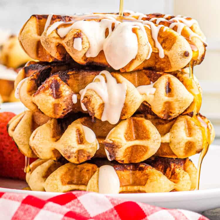 Stacked Cinnamon Roll Waffles