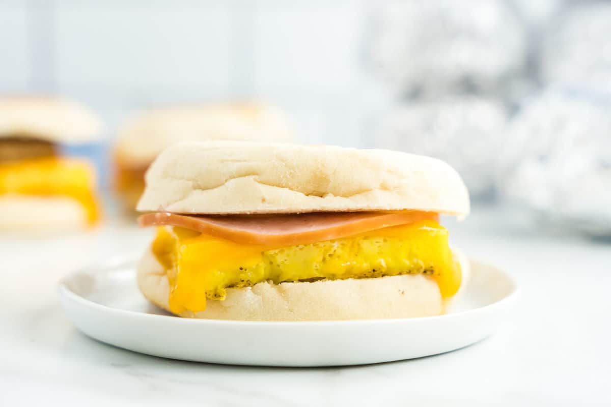 Make Ahead Breakfast Sandwich on Plate