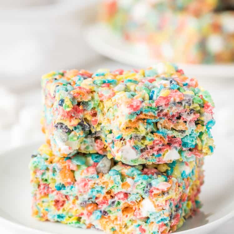 Two Fruity Pebble Bars Stacked on Top of One Another .