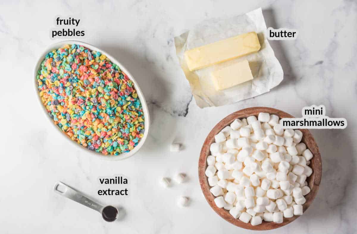 Overhead Image of the Fruity Pebble Treats Ingredients