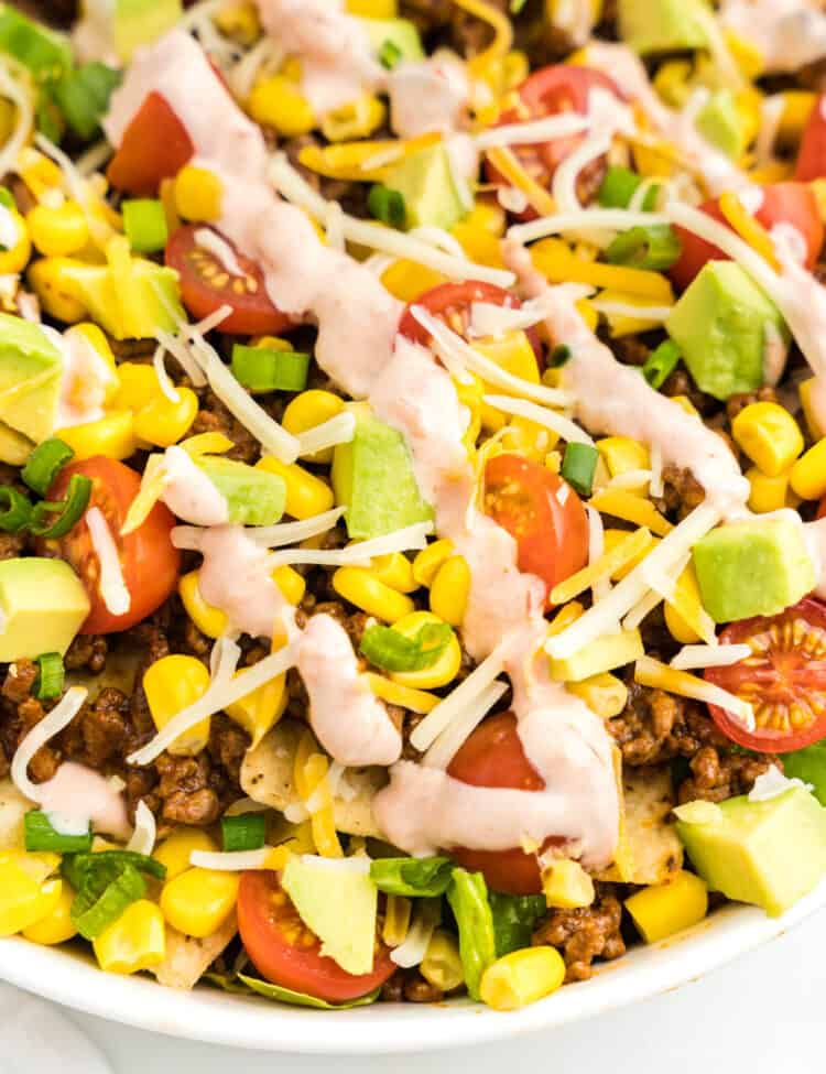 Easy Taco Salad Loaded with all the Fixings in a bowl
