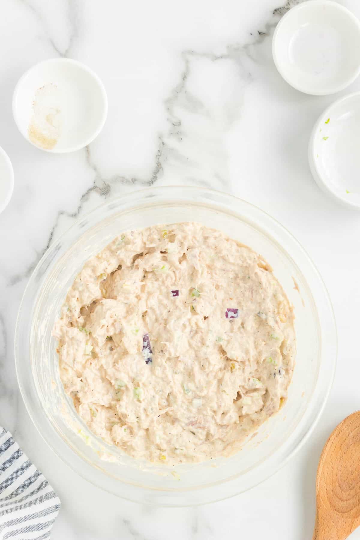 Tuna Sandwich Recipe Mixture in Bowl