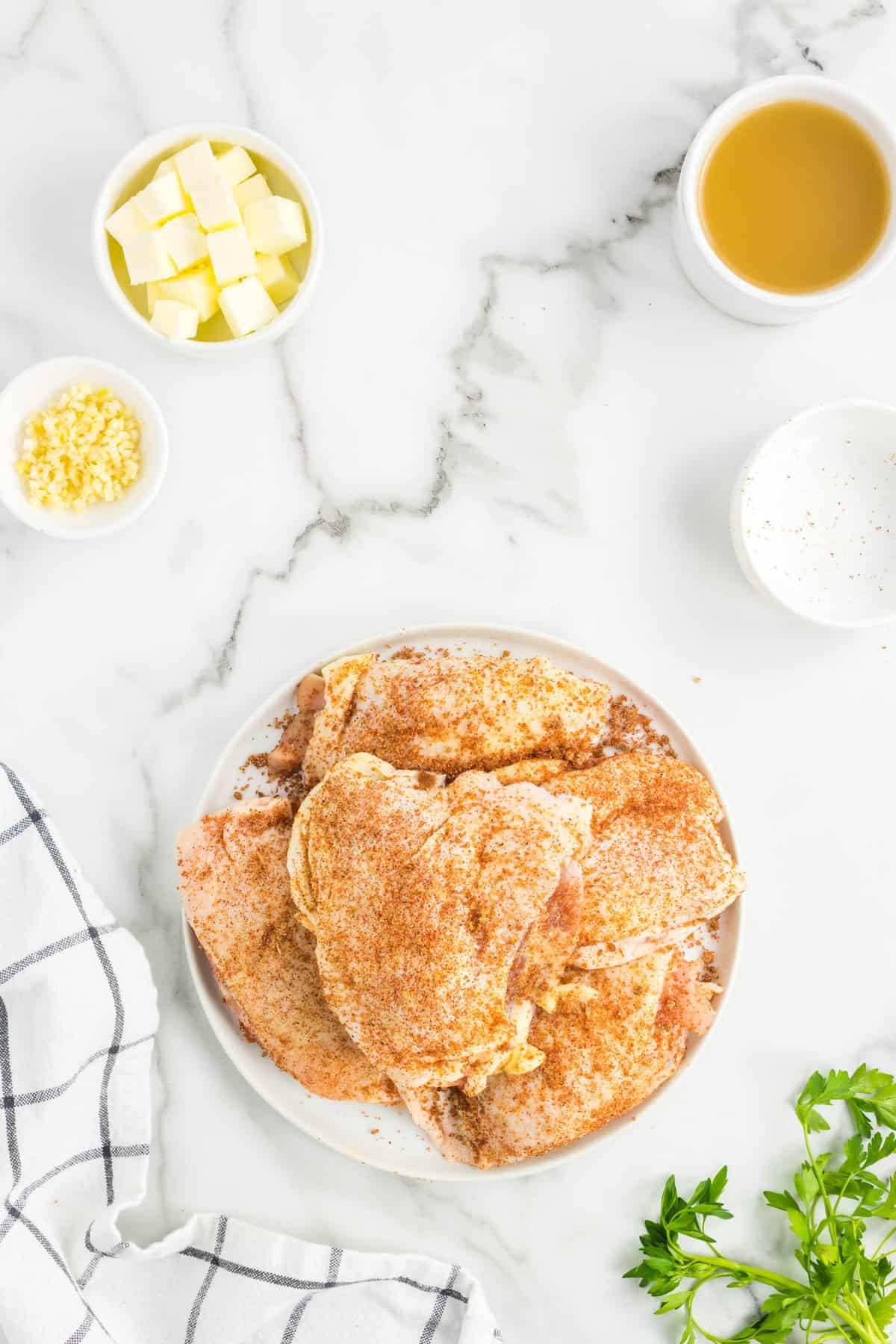 Adding BBQ Rub to chicken thighs for Crock Pot Chicken Thighs