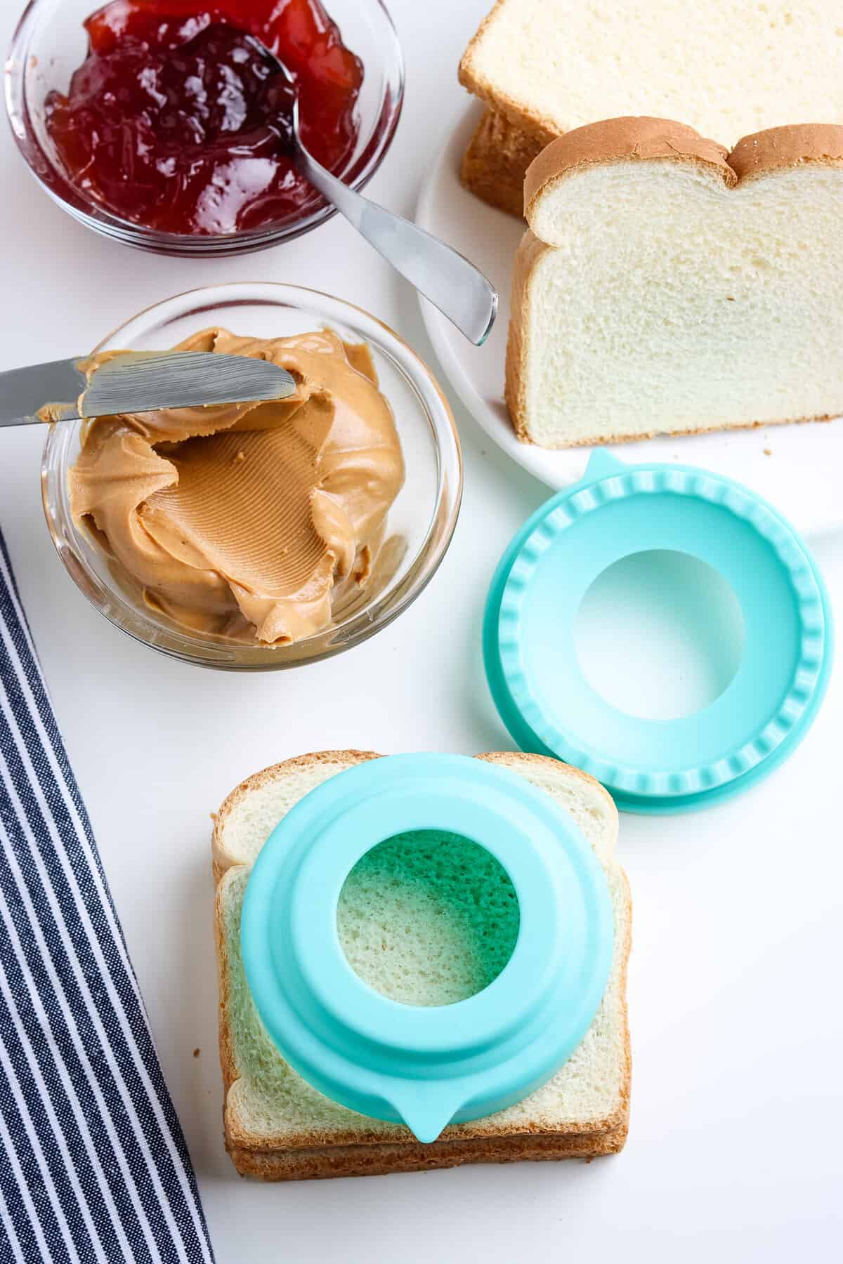 Add the top Slice of Bread and cut circle with Sandwich Cutter