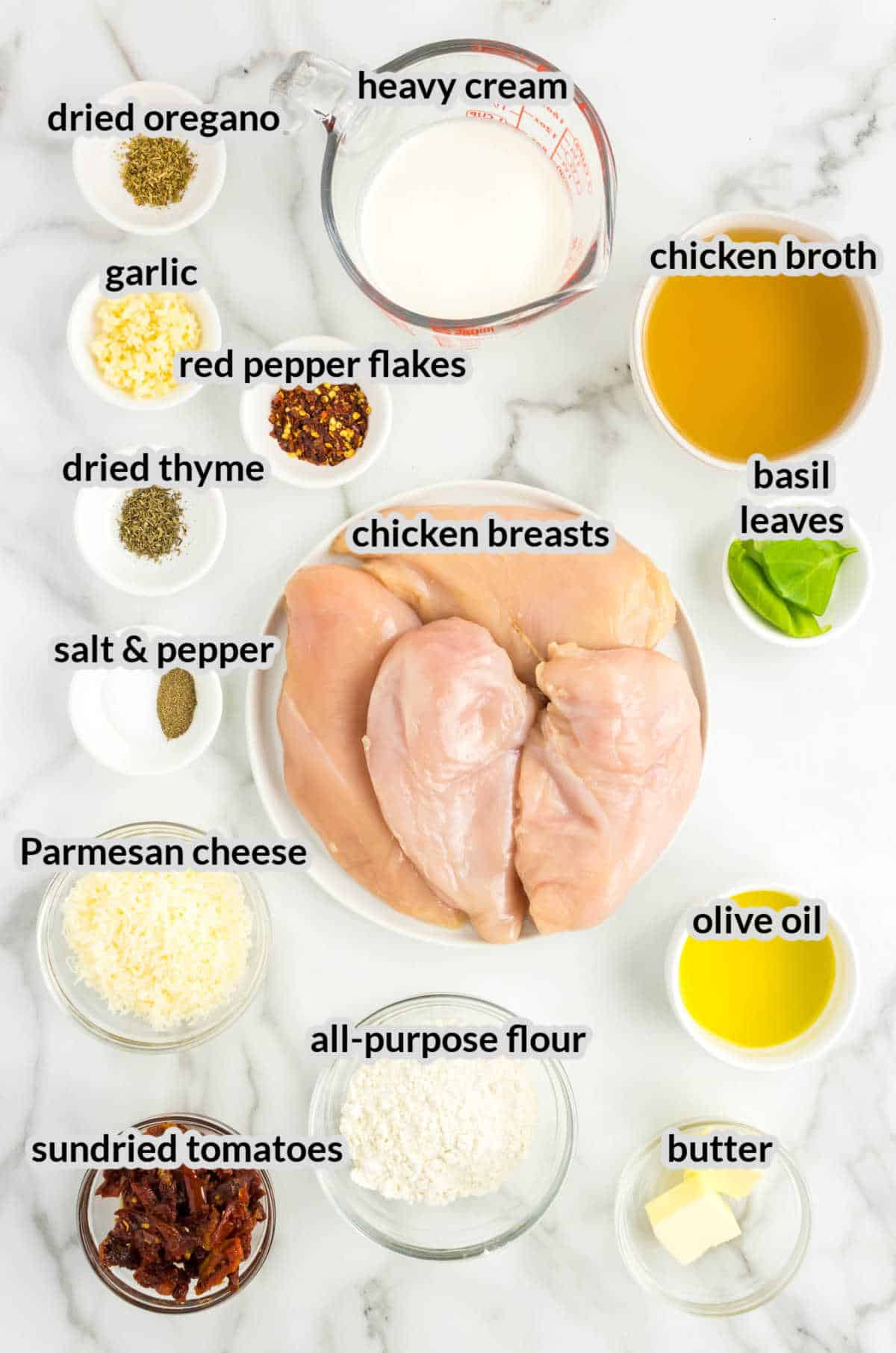 Overhead Image of Marry Me Chicken Ingredients