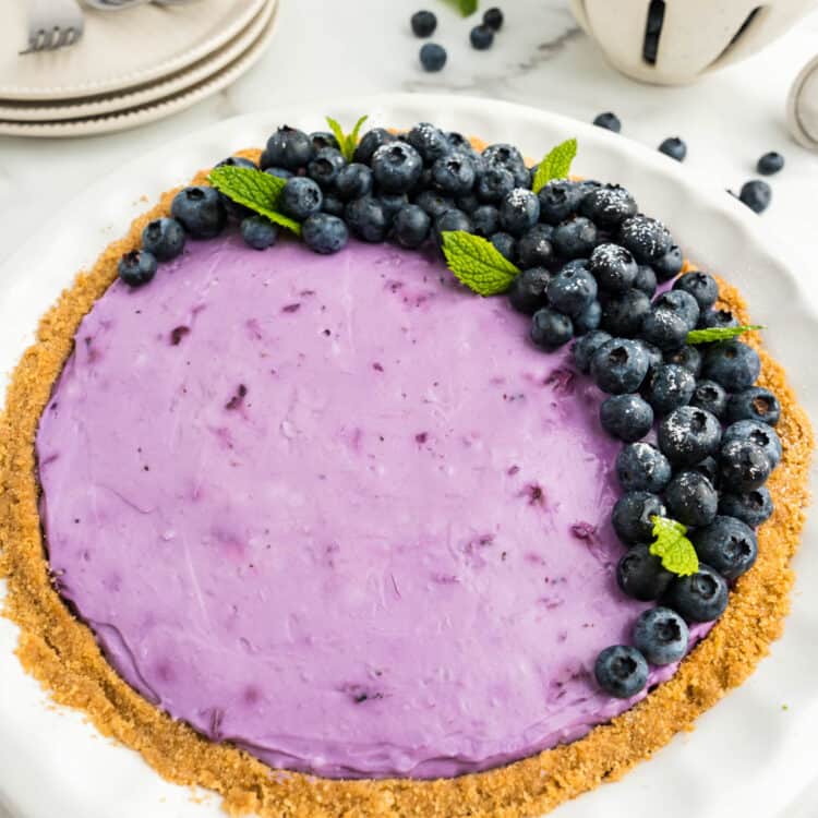 No Bake Blueberry Cheesecake overhead