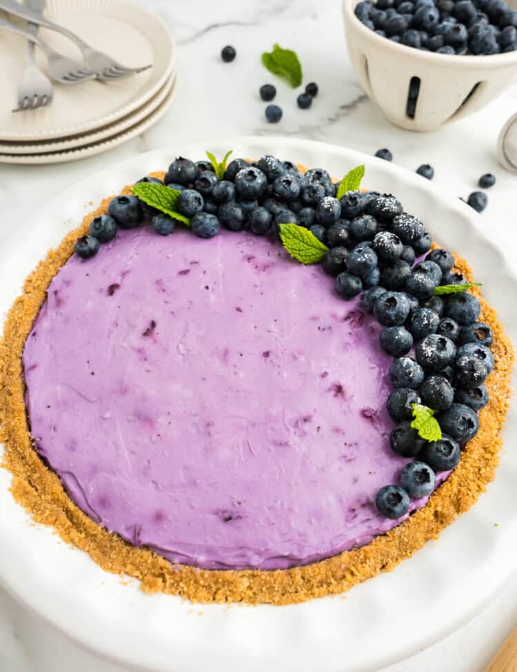 No Bake Blueberry Cheesecake overhead