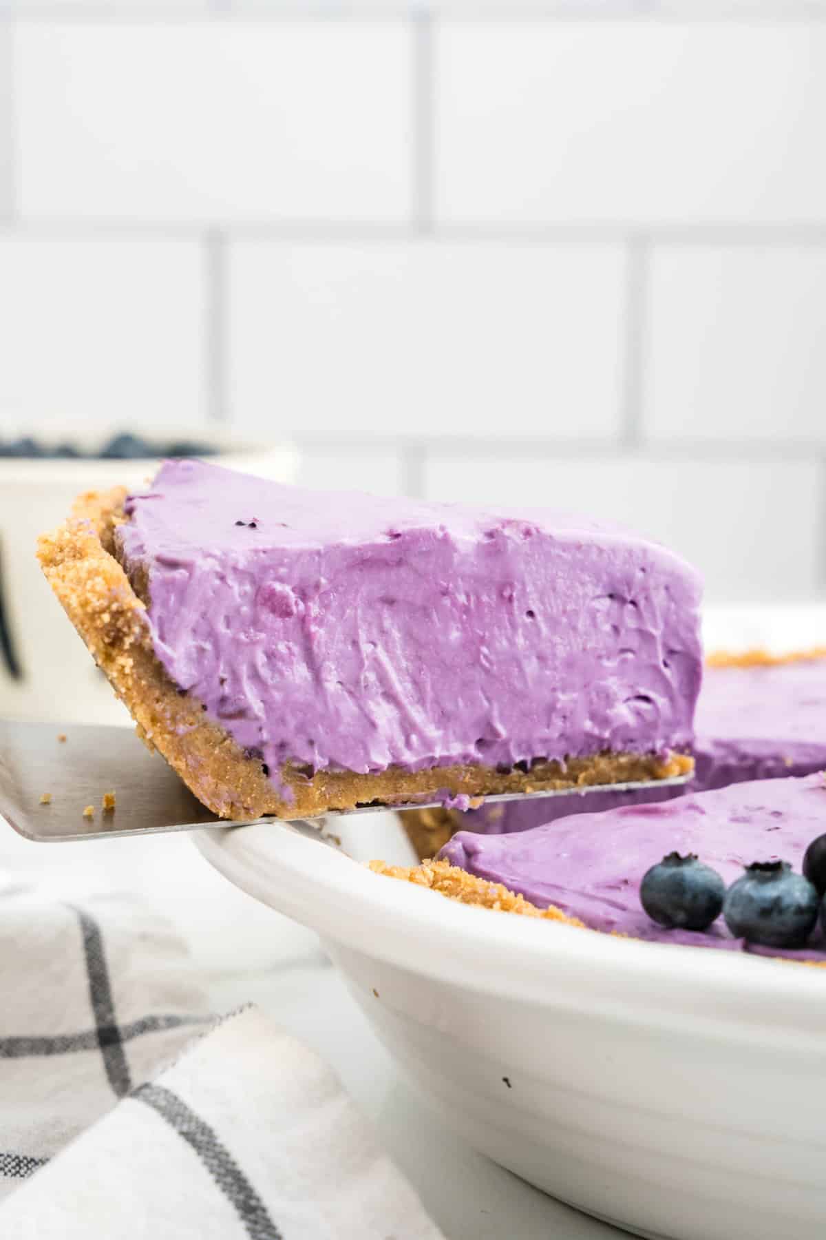 One Blueberry Cheesecake slice ready to enjoy