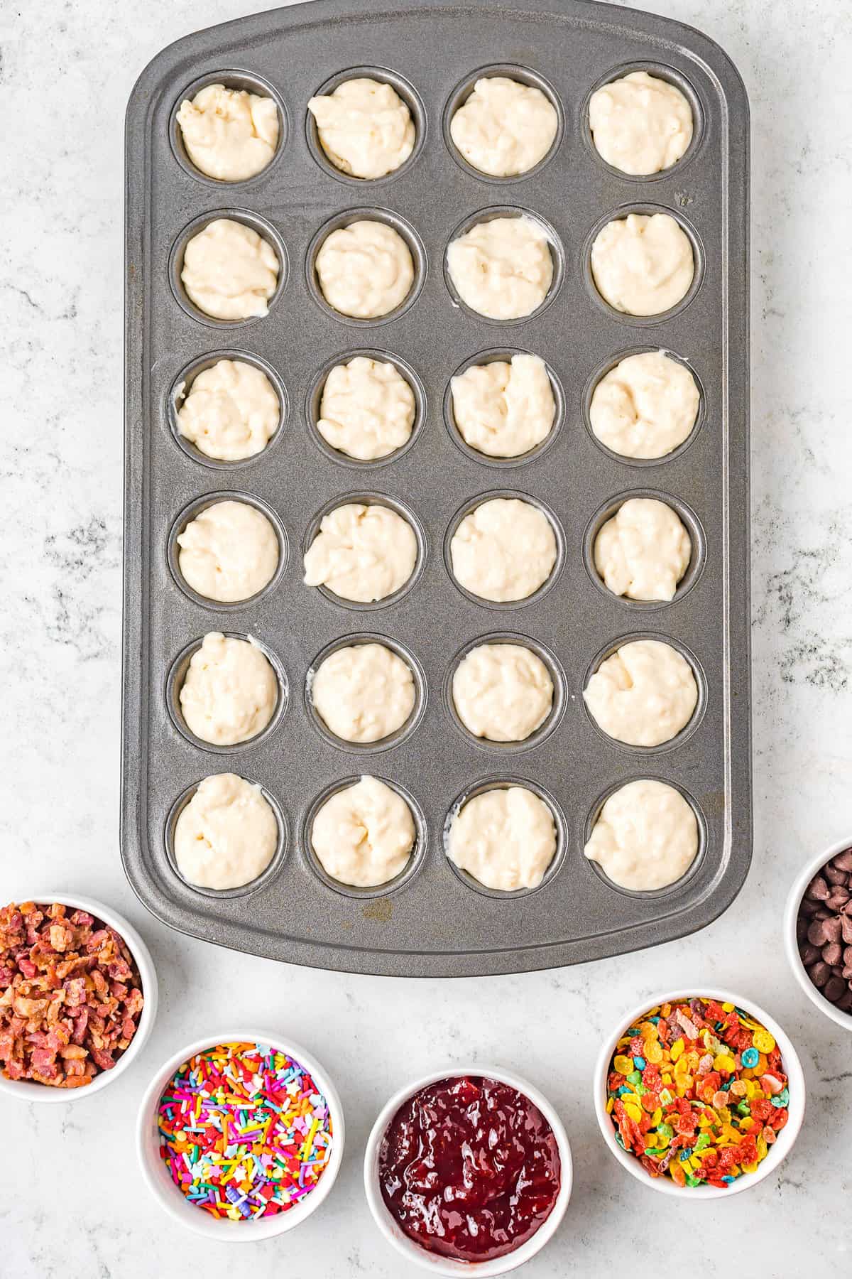 Add the Pancake Mixture to a mini cupcake pan.