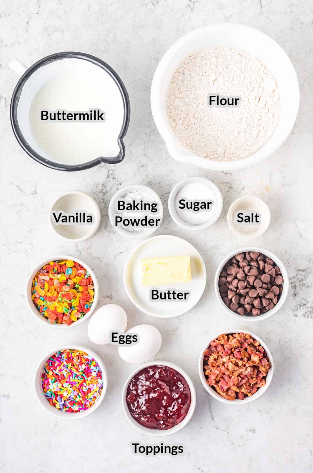 Overhead Image of the Pancake Bites Ingredients
