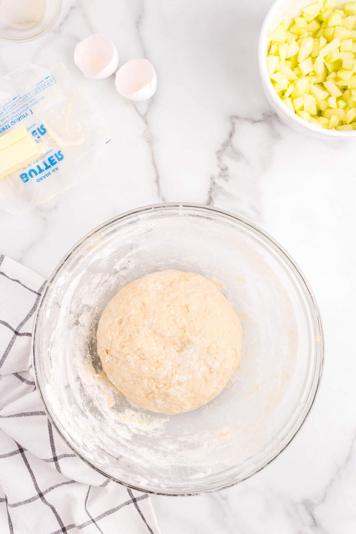 Apple Cinnamon Rolls dough in mixing bowl