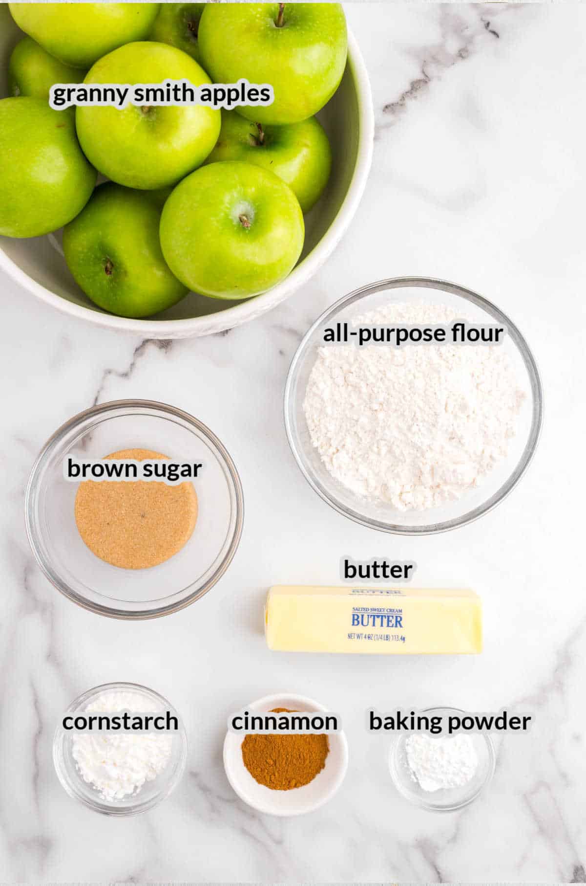 Overhead Image of Apple Crumble Ingredients