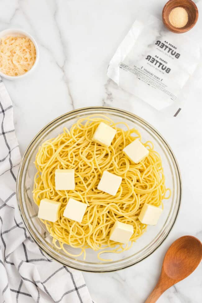 buttered bowtie noodles