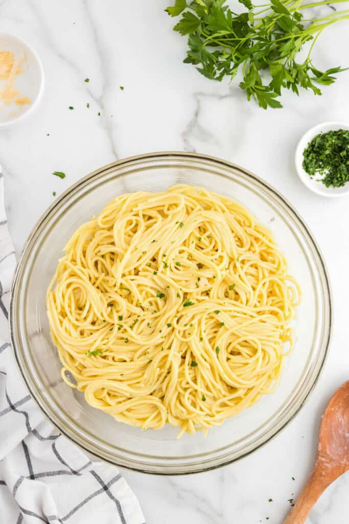 buttered bowtie noodles