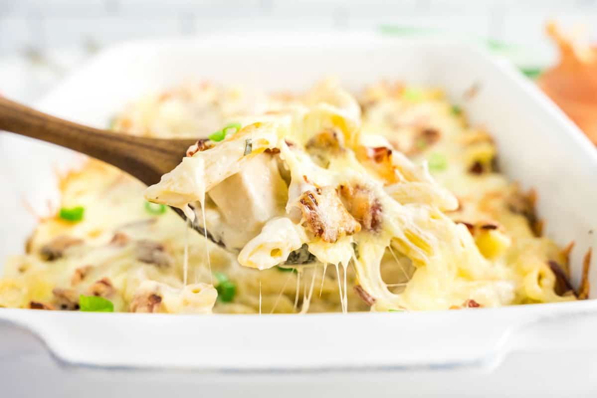 Chicken Bacon Ranch Casserole in Baking Dish