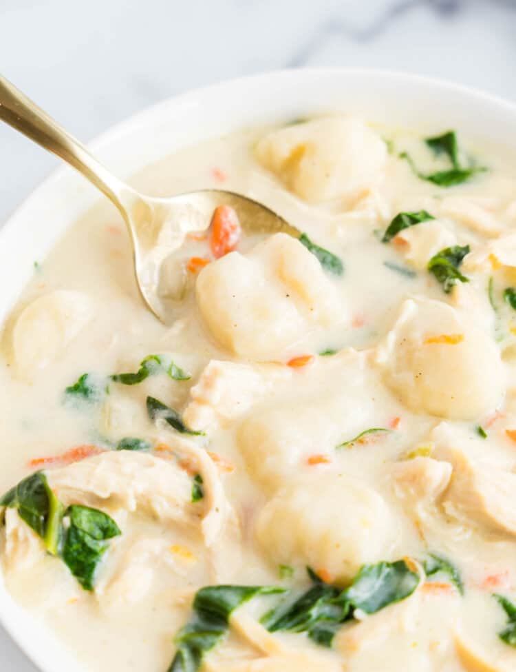 Olive Garden Chicken Gnocchi Soup Recipe in a Bowl Ready to Enjoy