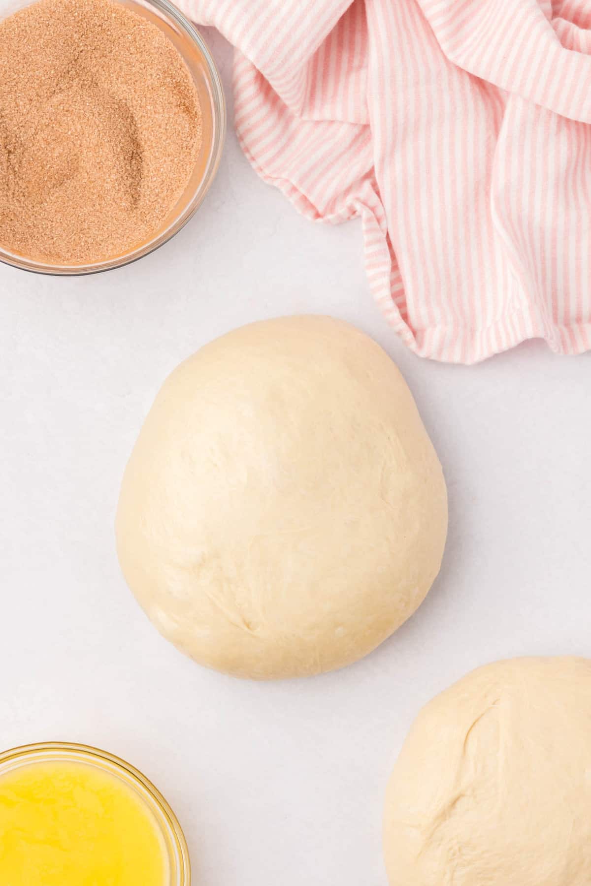 Dough for Cinnamon Swirl Bread rising on counter