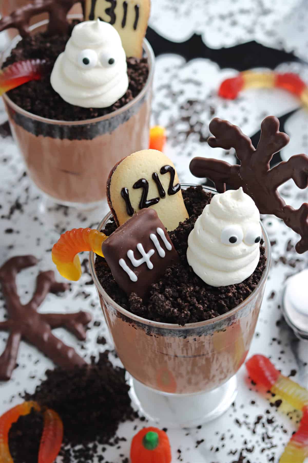 Close up photo from the top of a completed dessert cup