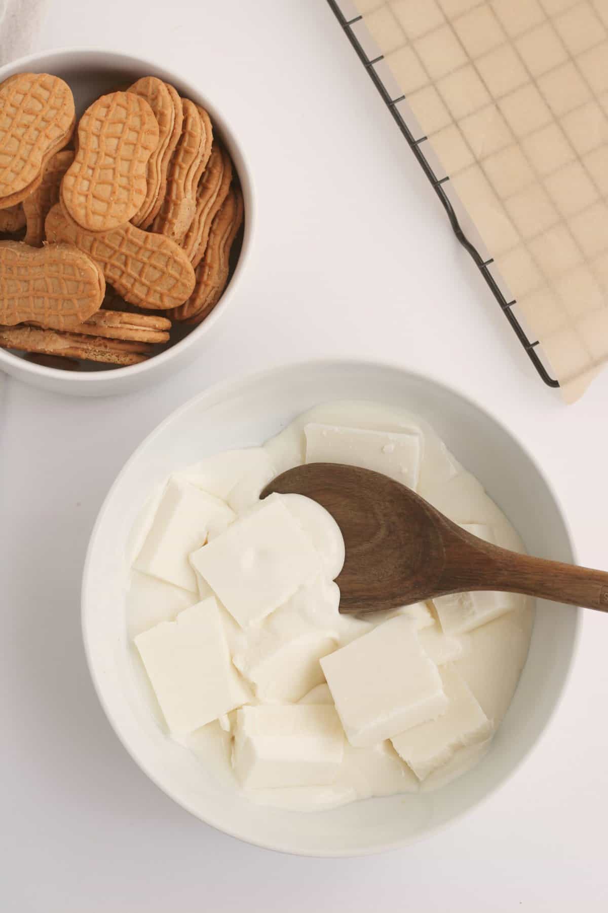 Melt Almond Bark in a microwave Safe Bowl