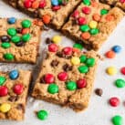 Monster Cookie Bars Cut into Squares