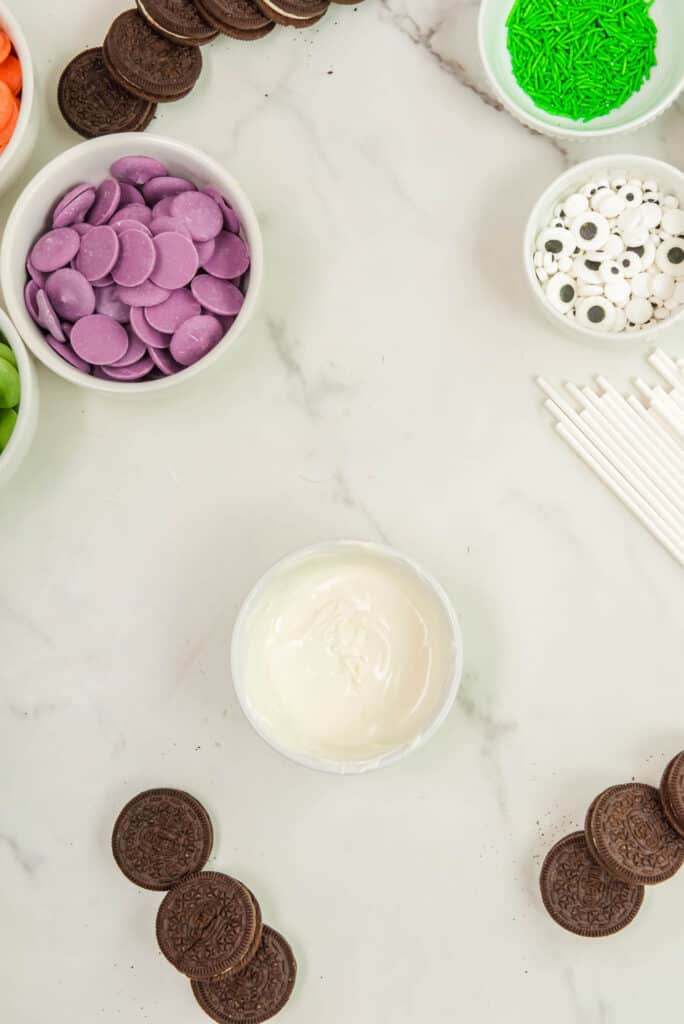 Take the White Melting Wafers and Melt them in a Microwave Safe Bowl