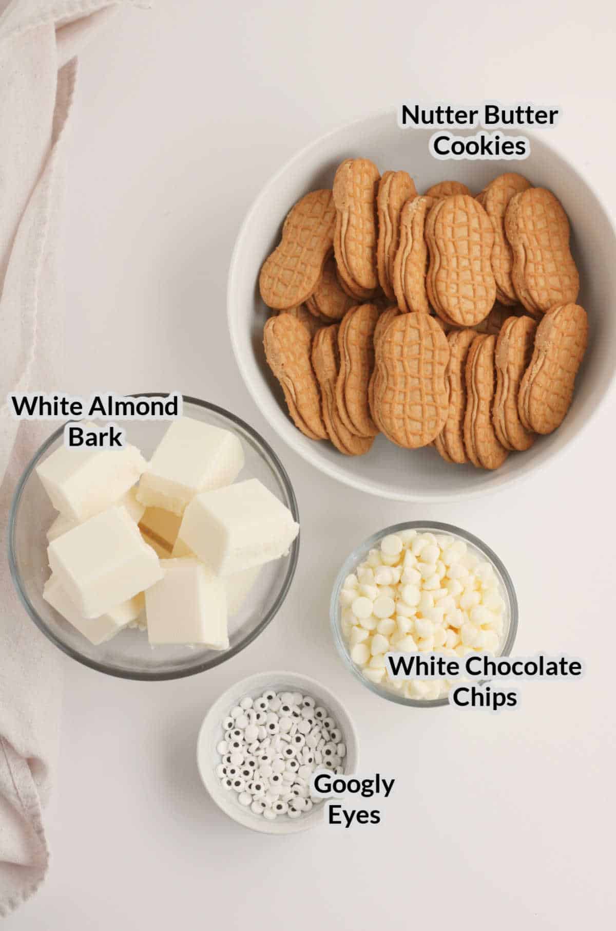 Overhead Image of the Nutter Butter Mummies Ingredients