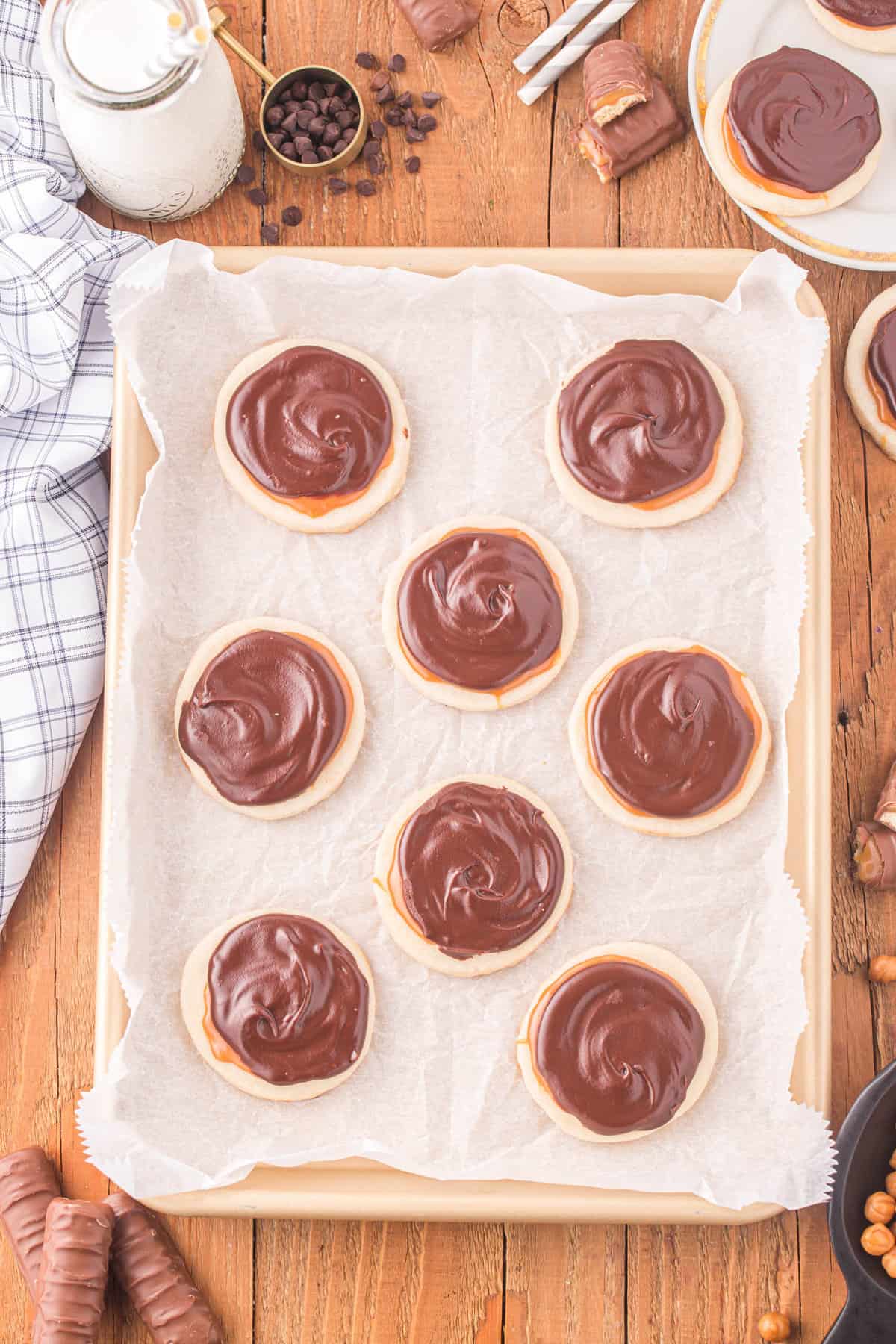 Twix Cookie Recipe Topped with Caramel and Chocolate