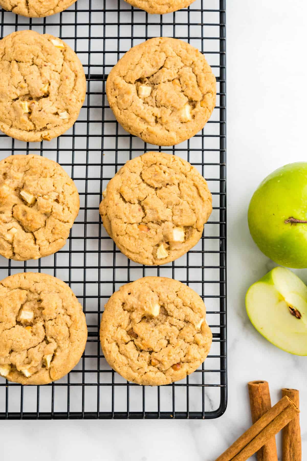 Allowing Peanut Butter Apple Cookies to cool on wire cooling rack
