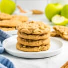Apple Peanut Butter Cookies stacked on plate