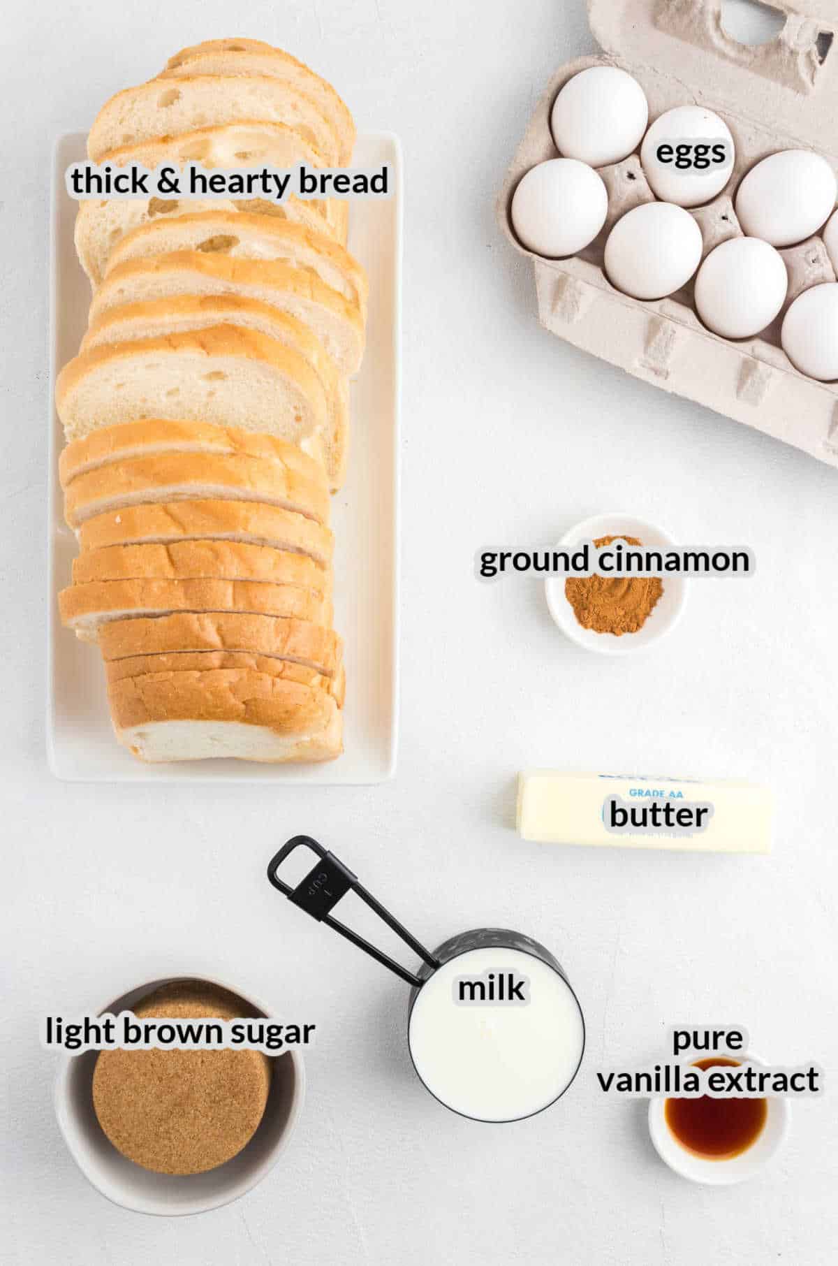 Overhead Image of Baked French Toast Ingredients