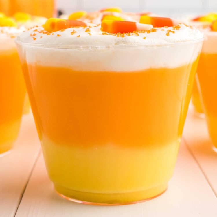 Candy Corn Pudding Cups Square Image