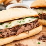 French Dip on Cutting Board