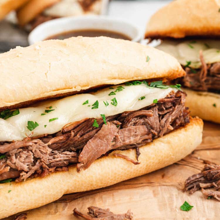 French Dip on Cutting Board