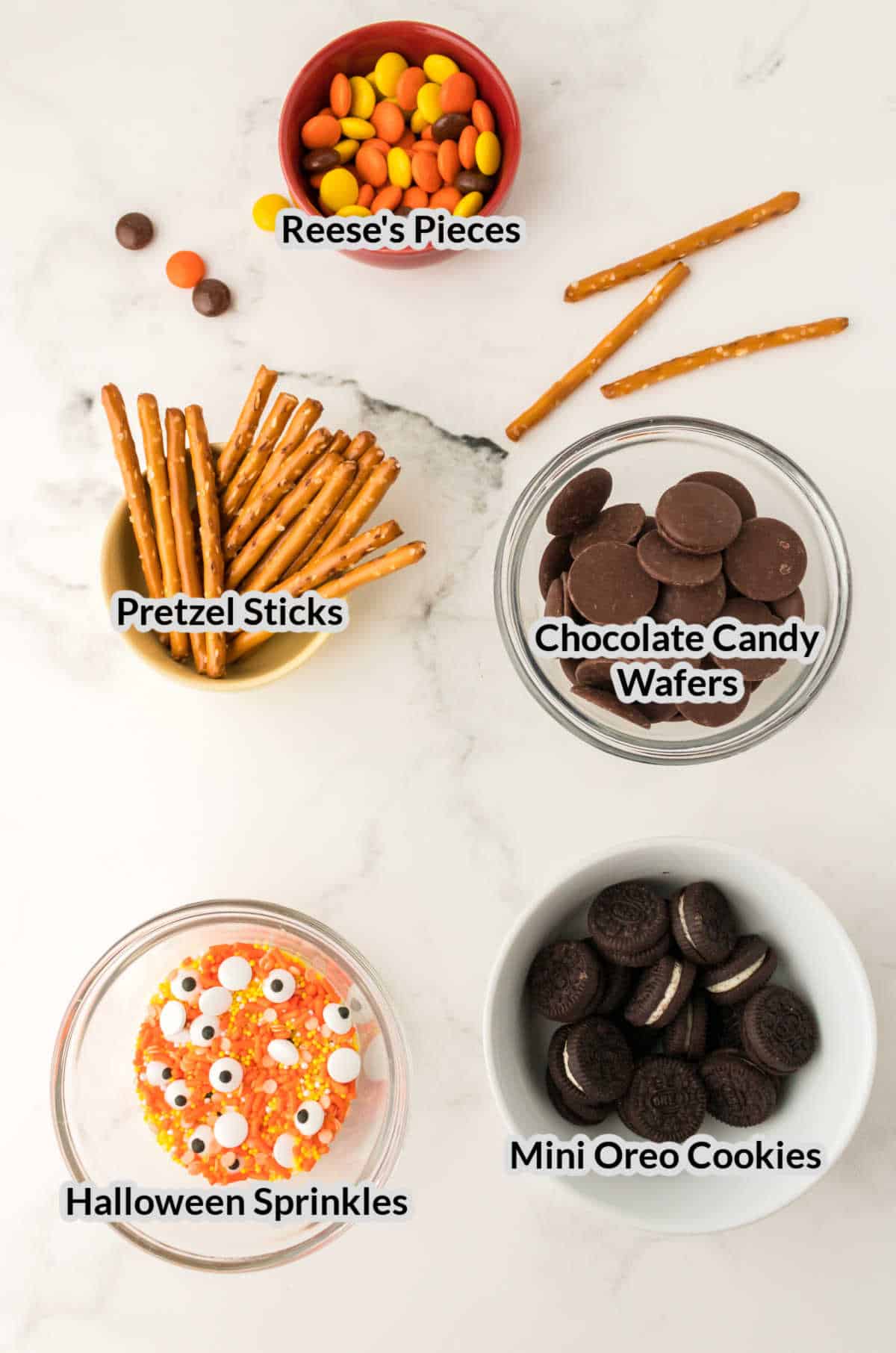 Overhead Image of the Halloween Bark Ingredients