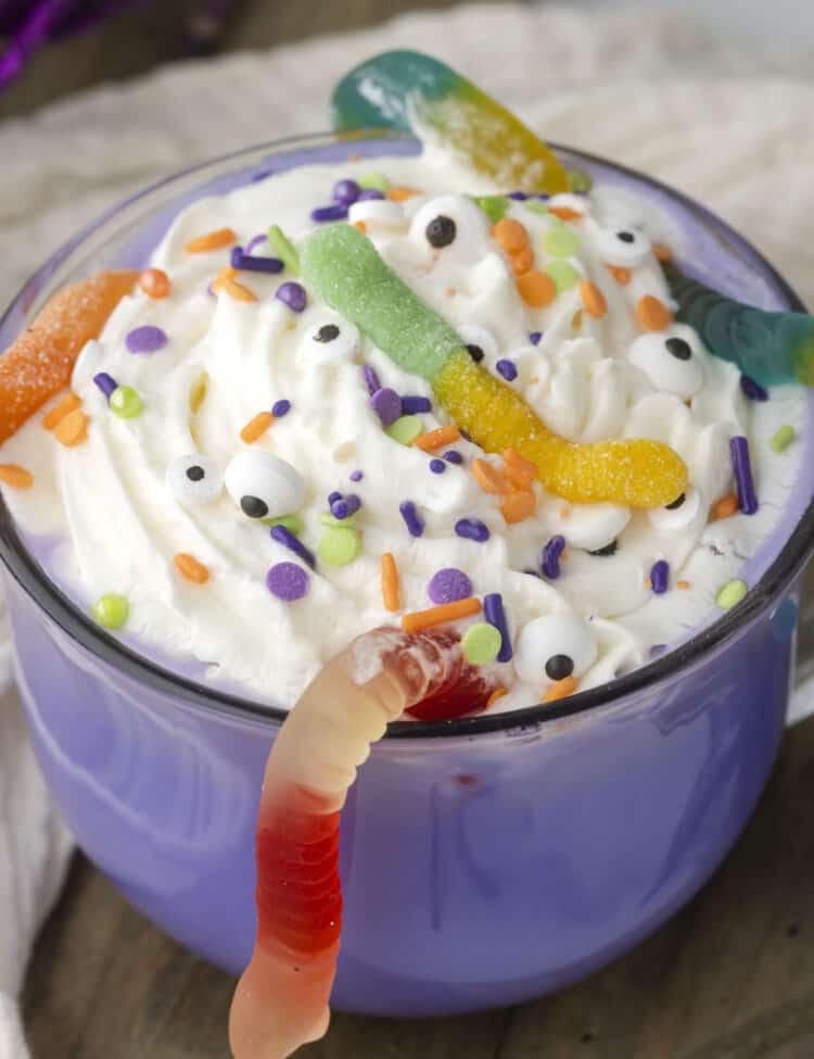 Close Up Photo of a Cups of Halloween Hot Chocolate.