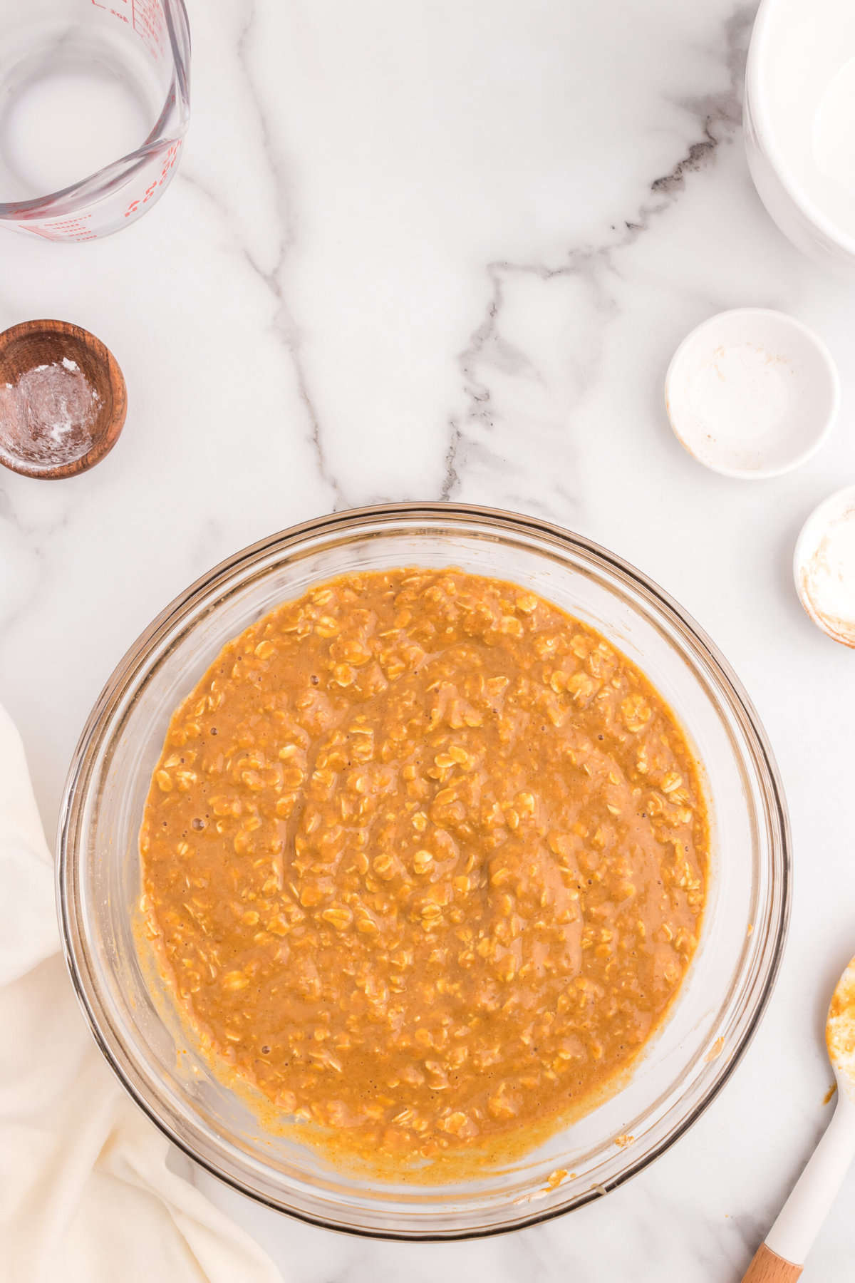 Pumpkin Baked Oatmeal Recipe prepared in mixing bowl